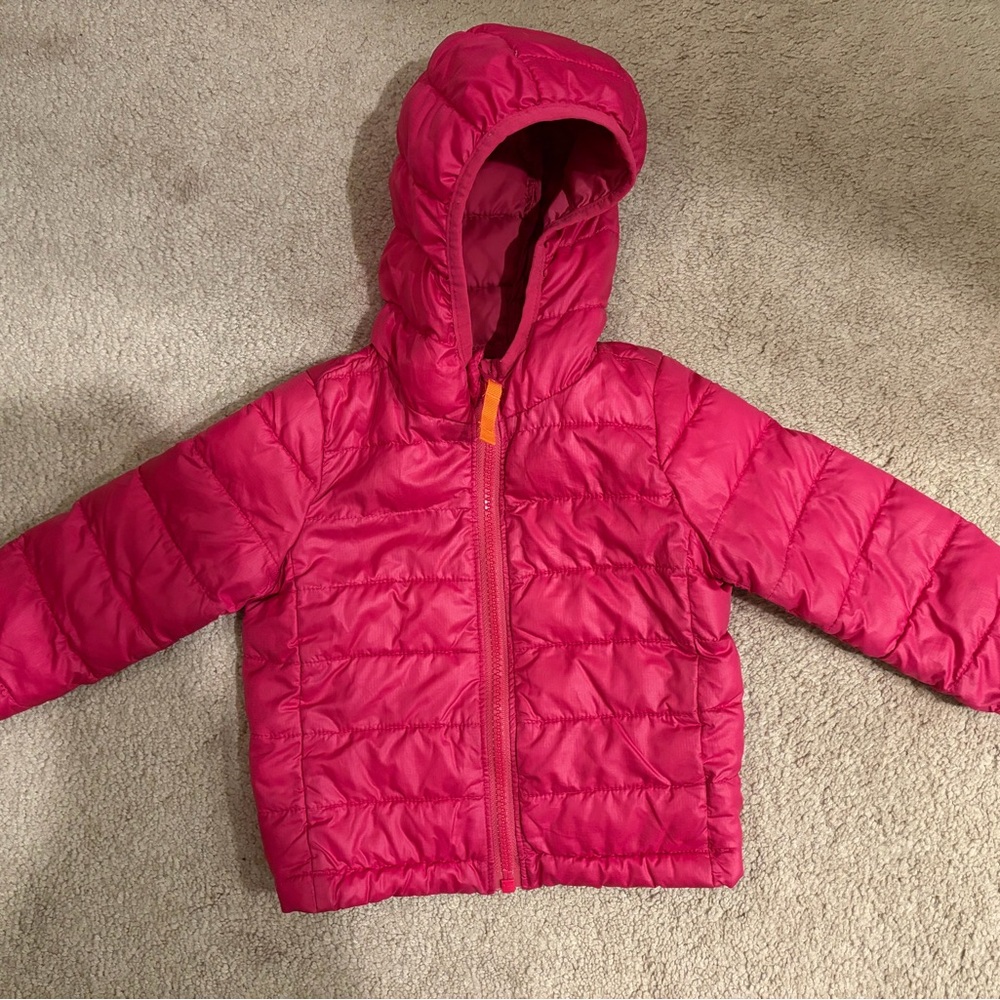 Primary Girls Bright Pink Quilted Puffer Jacket